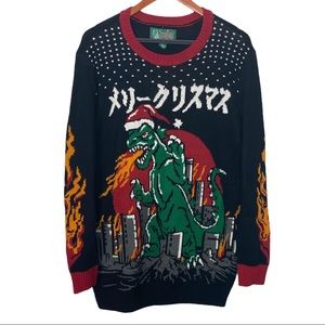 Godzilla Ugly Christmas Sweater Santa 